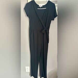 Gilli Black Pleated Wrap Jumpsuit